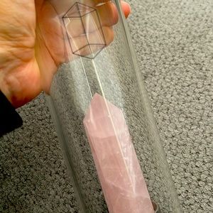 Glacce Luxury Spiritual Rose Quarts Glass Water Bottle w/sweat sleeve incld Used